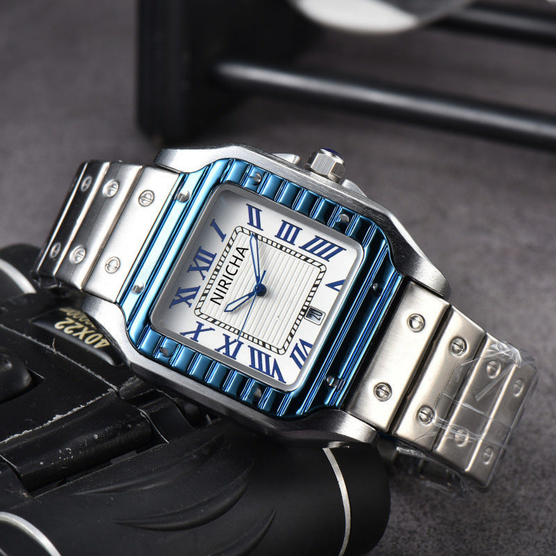 Stainless steel 3-pin square watch