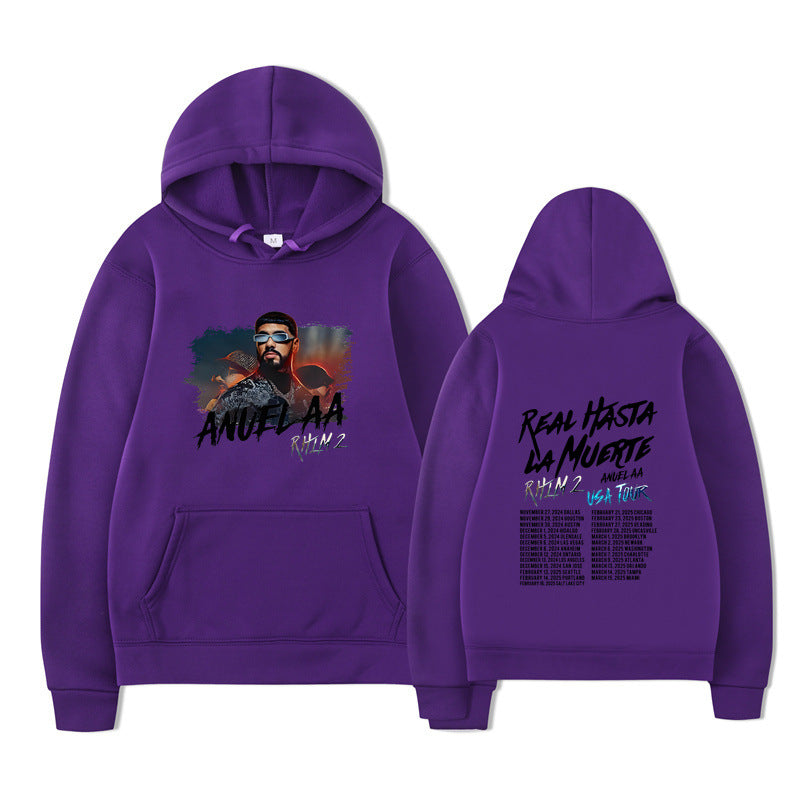 Rapper Anuel AA Real Hasta La Muerte Hoodies Mens Clothing H