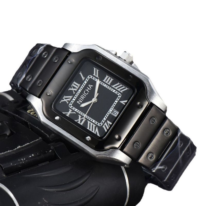 Stainless steel 3-pin square watch