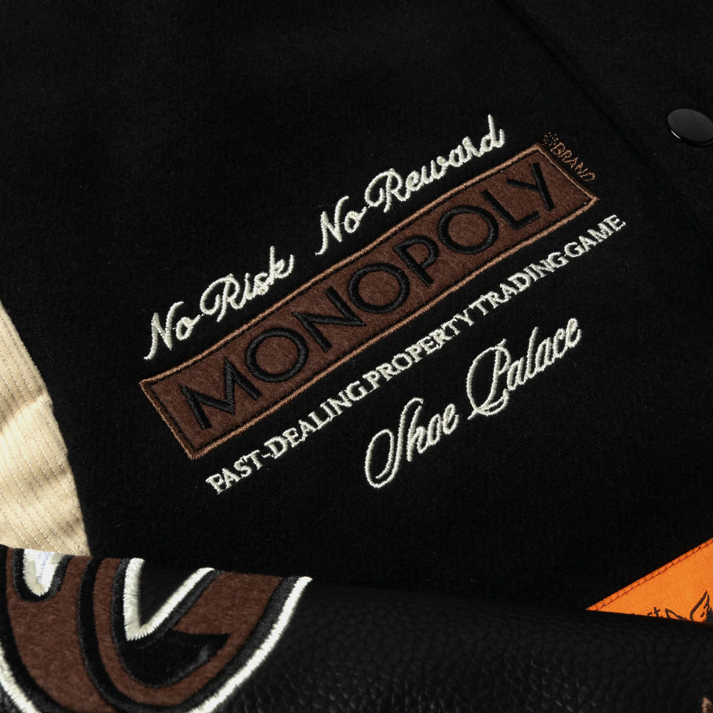 SP X Monopoly No Risk Varsity Mens Jacket (Black/Brown)