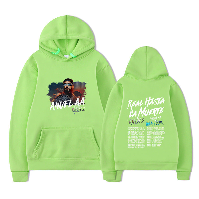 Rapper Anuel AA Real Hasta La Muerte Hoodies Mens Clothing H