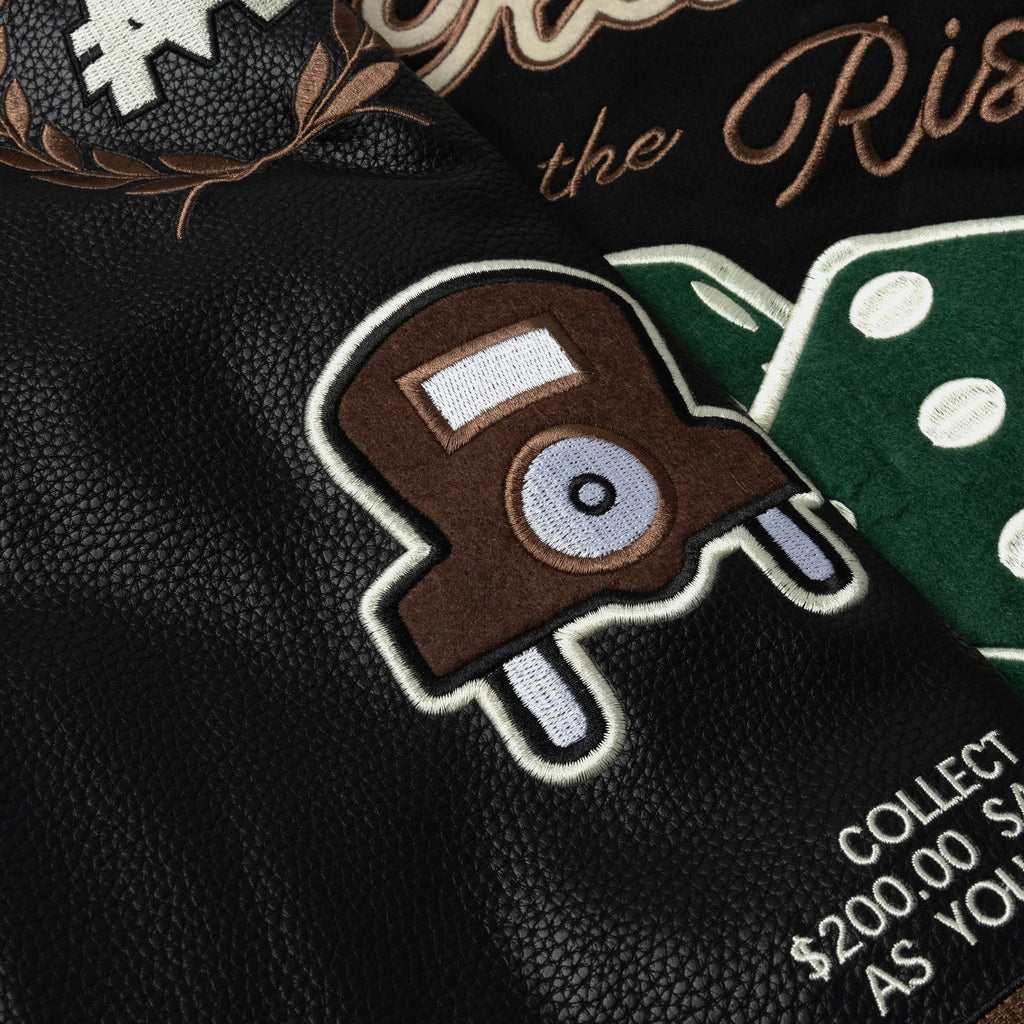 SP X Monopoly No Risk Varsity Mens Jacket (Black/Brown)
