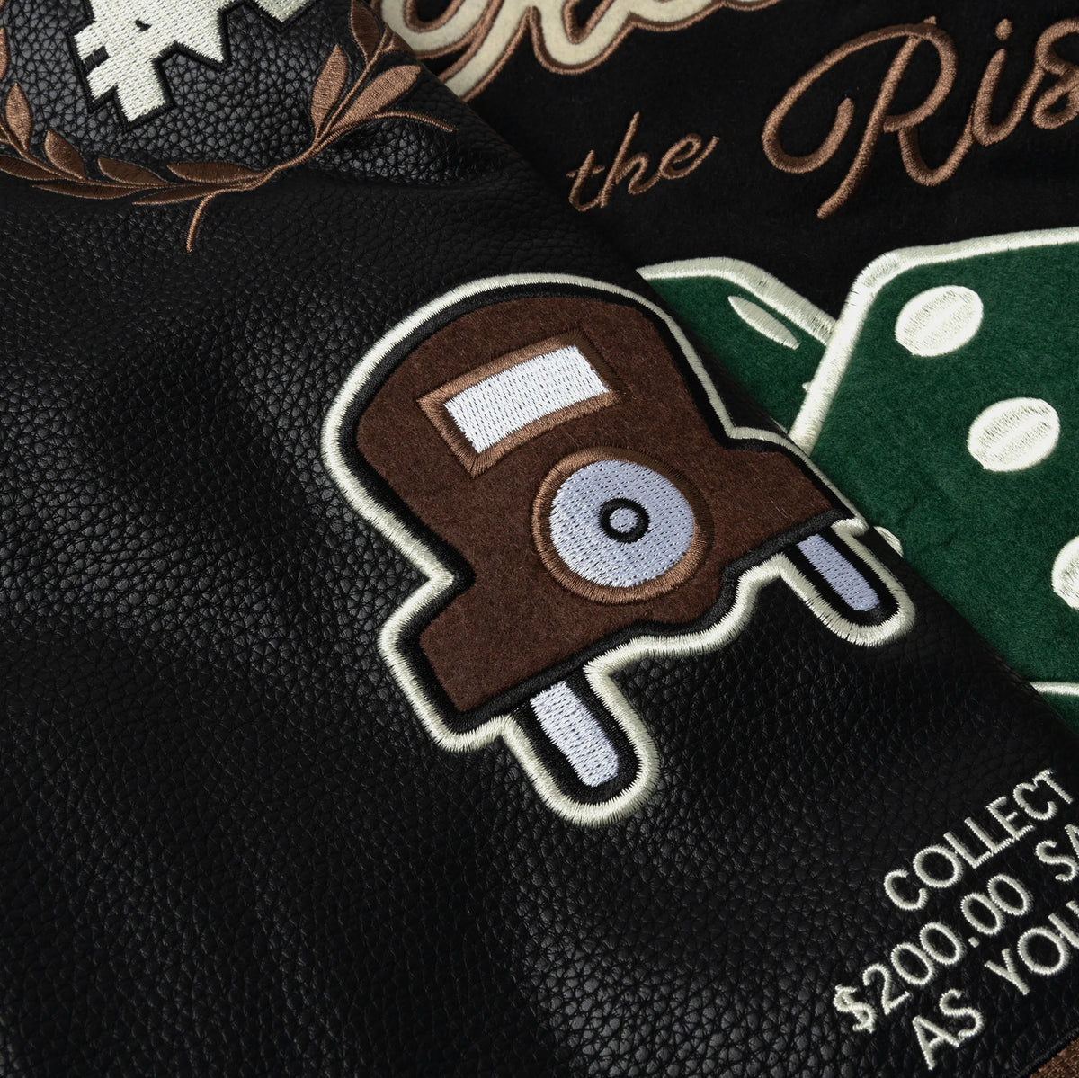 SP X Monopoly No Risk Varsity Mens Jacket (Black/Brown)
