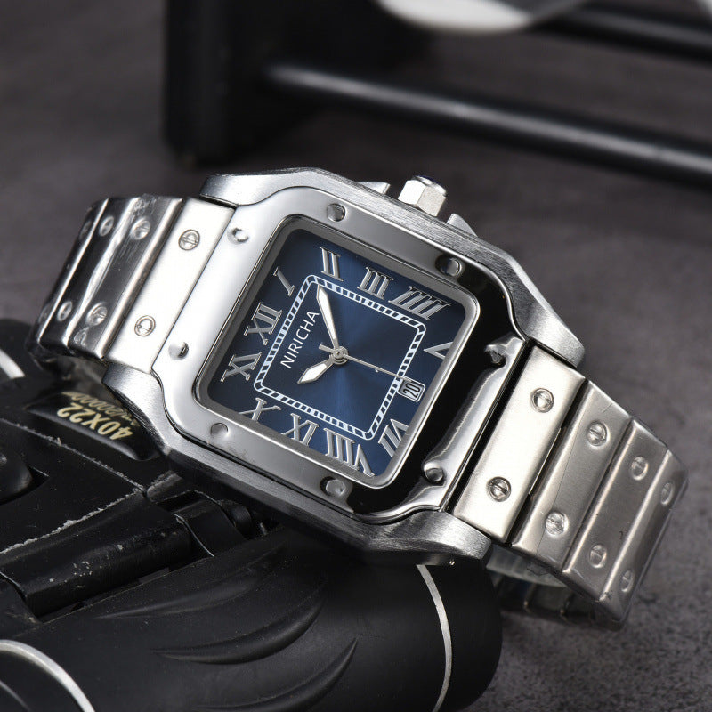 Stainless steel 3-pin square watch