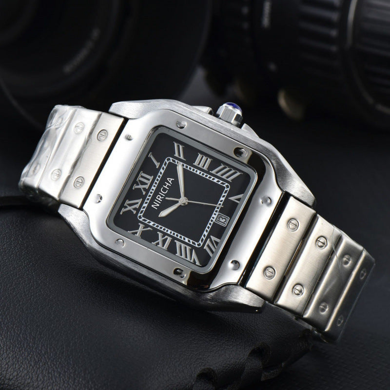 Stainless steel 3-pin square watch