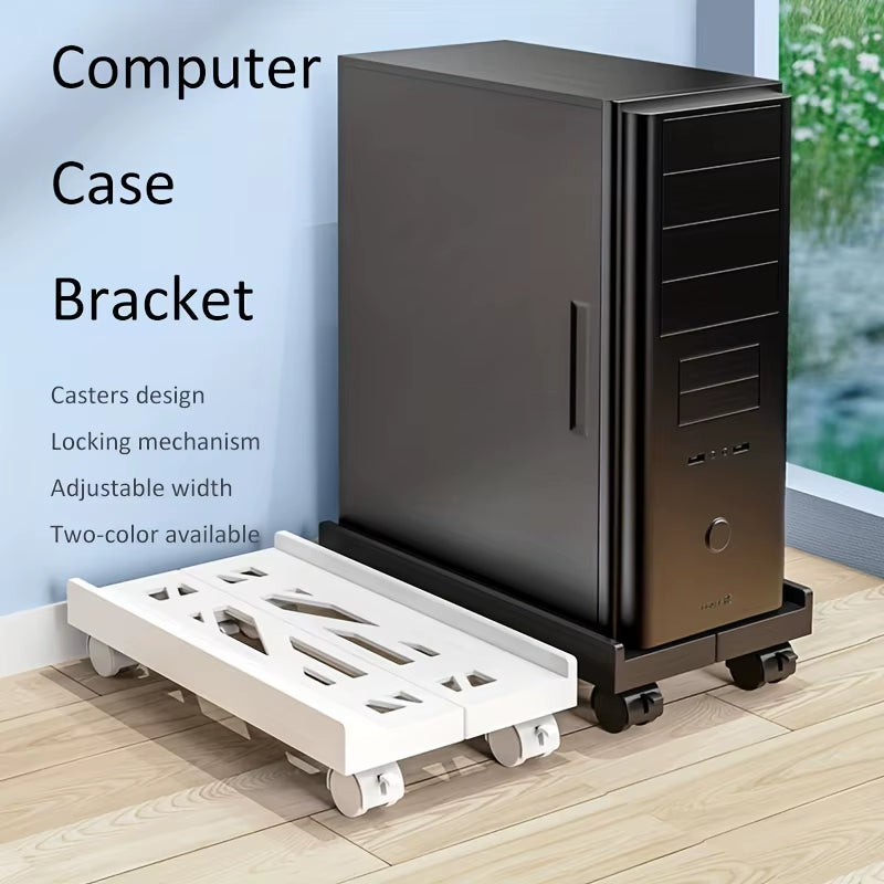 Adjustable Mobile CPU Stand, Ventilated Computer Tower Stand PC Tower Stand with 4 Caster Wheels Fits Most PC, under Desk Holder