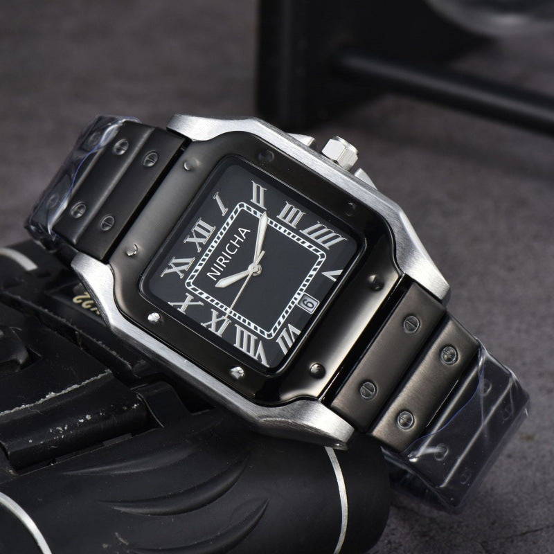 Stainless steel 3-pin square watch