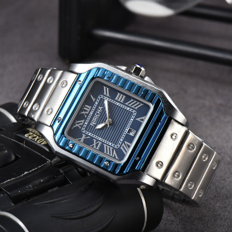 Stainless steel 3-pin square watch