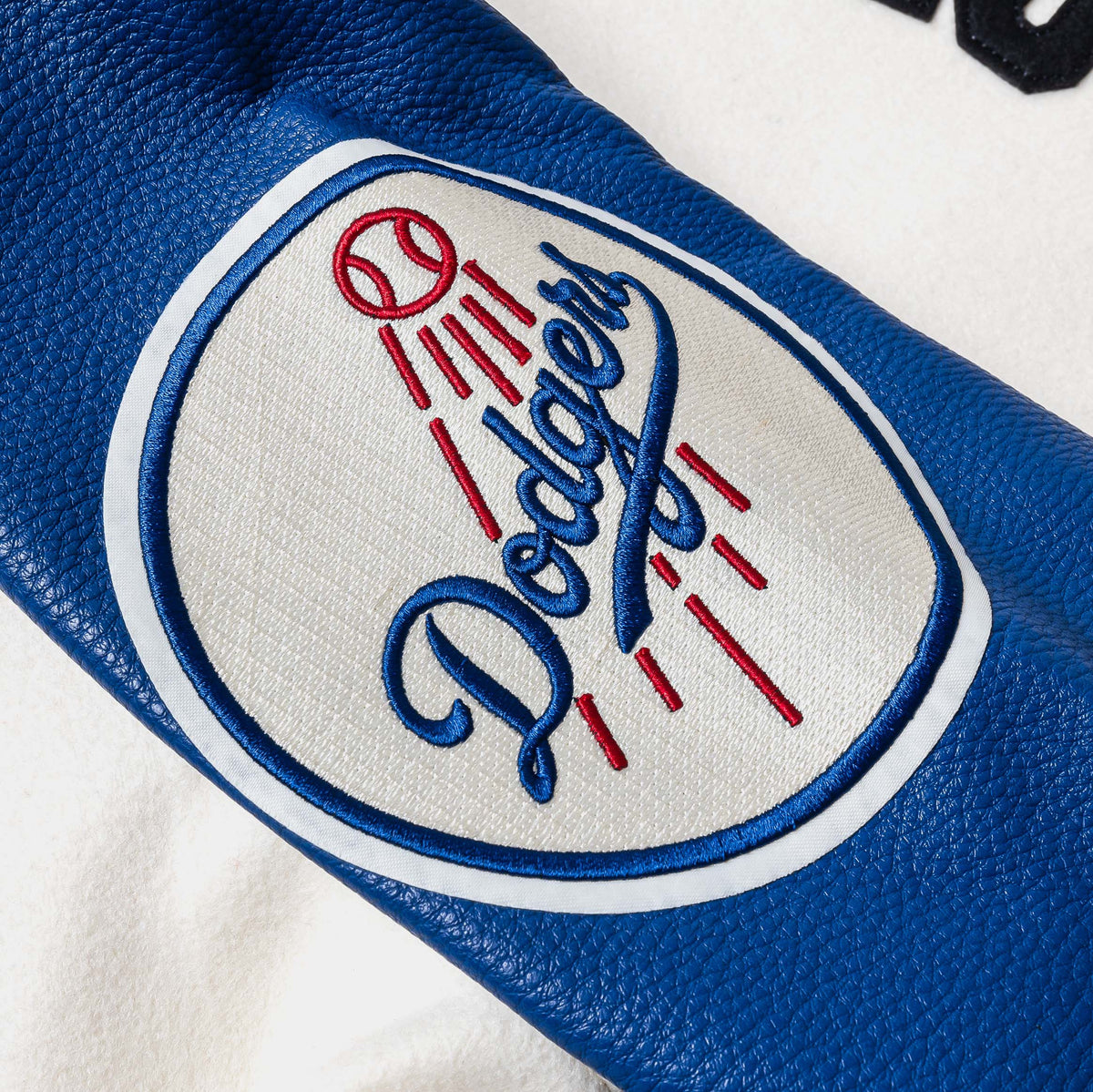 Shoe Palace Exclusive Los Angeles Dodgers Originals Wool Varsity Mens Jacket (Beige/Blue)