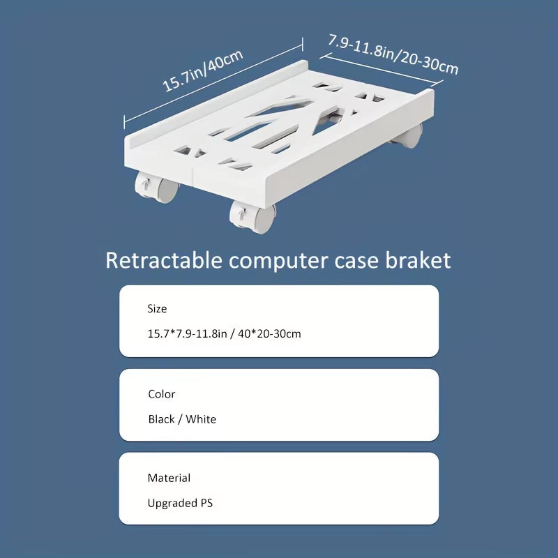 Adjustable Mobile CPU Stand, Ventilated Computer Tower Stand PC Tower Stand with 4 Caster Wheels Fits Most PC, under Desk Holder