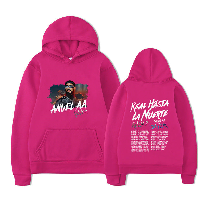 Rapper Anuel AA Real Hasta La Muerte Hoodies Mens Clothing H