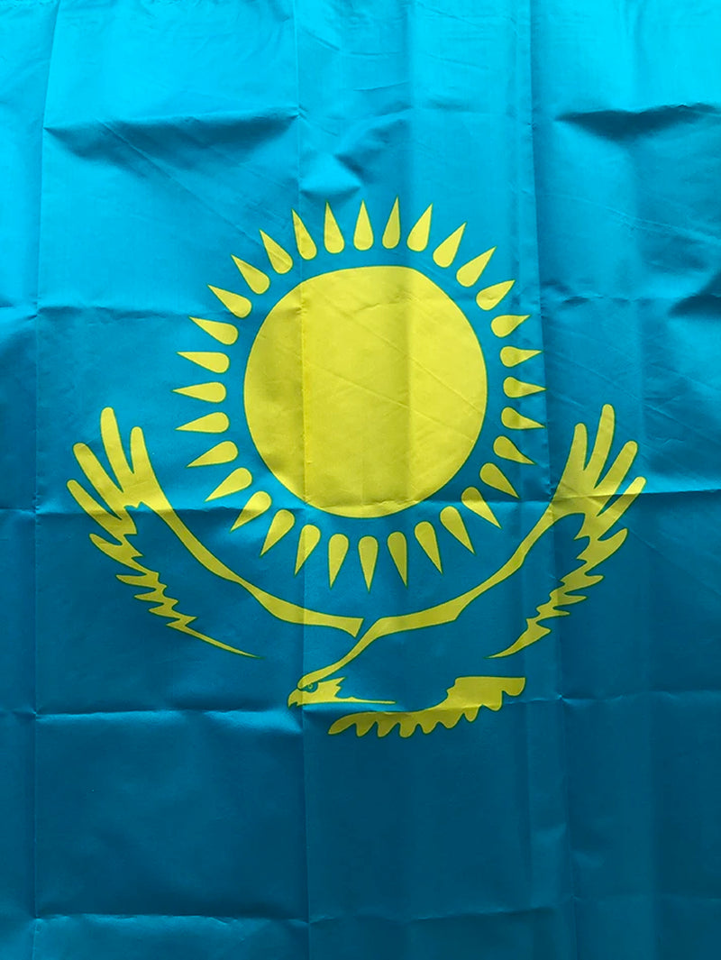 (SKY Flag)90X150Cm Kazakhstan Flag Parade Festival Banner Flag Office Activities Home Decoration