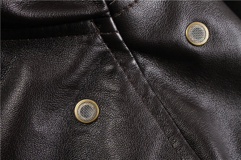 2025 Winter Vintage A2 Leather Jacket Men Streetwear Removable Fur Flight Motorcycle Bomber Padded Air Force Coat