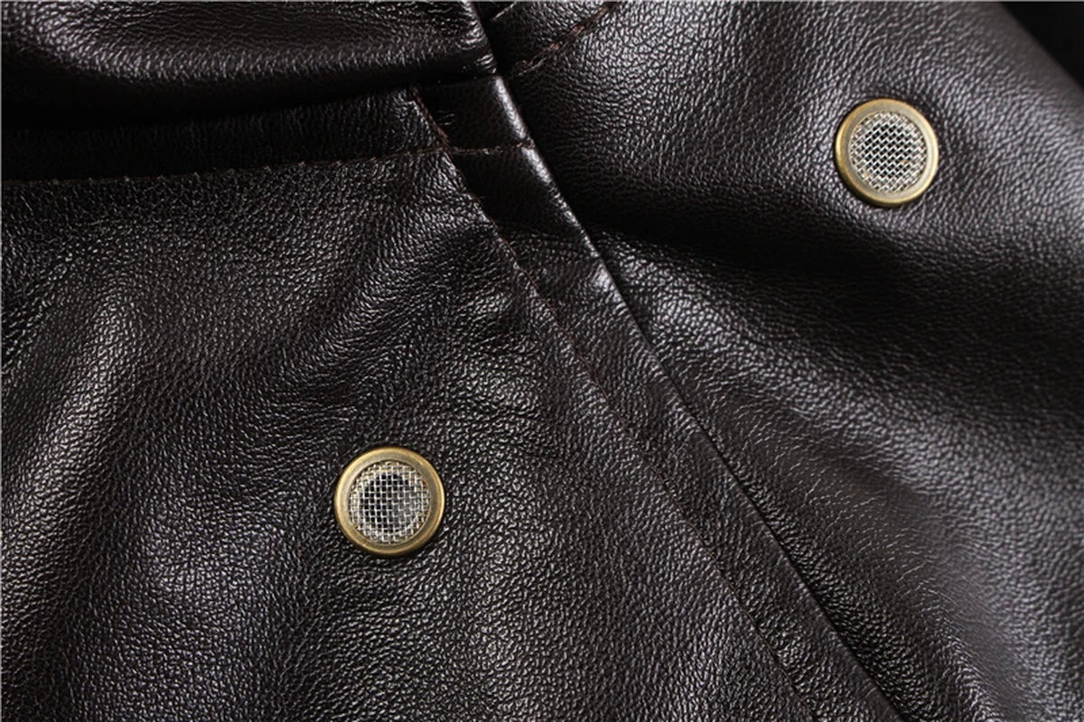 2025 Winter Vintage A2 Leather Jacket Men Streetwear Removable Fur Flight Motorcycle Bomber Padded Air Force Coat