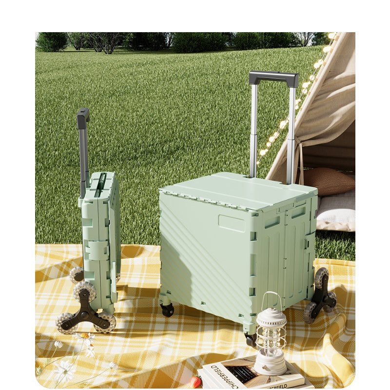 Folding Utility Cart with Lid – Rolling Storage Wagon for Shopping, Travel & Outdoor Activities