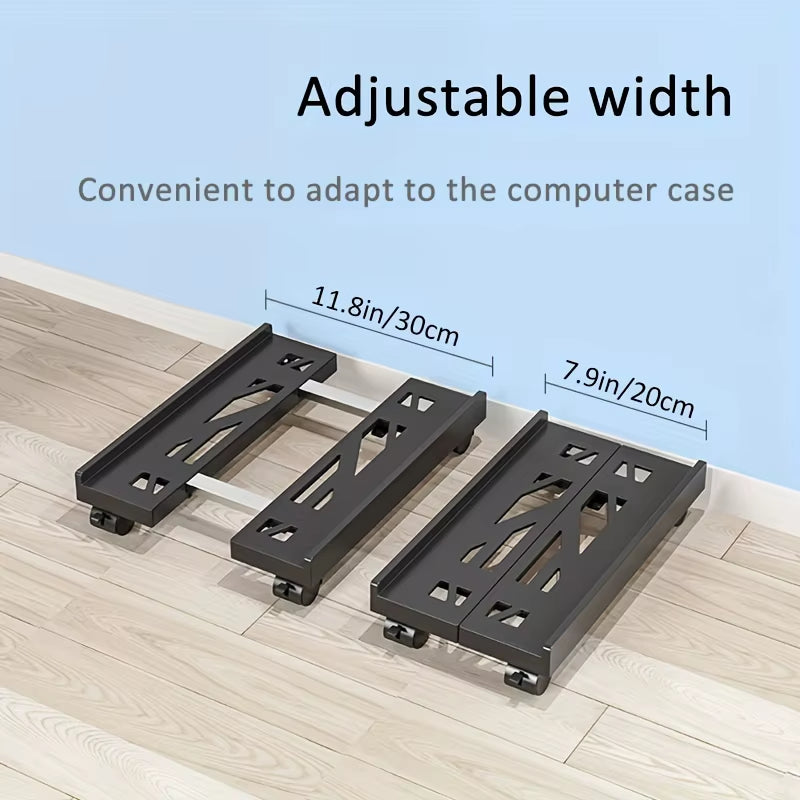 Adjustable Mobile CPU Stand, Ventilated Computer Tower Stand PC Tower Stand with 4 Caster Wheels Fits Most PC, under Desk Holder