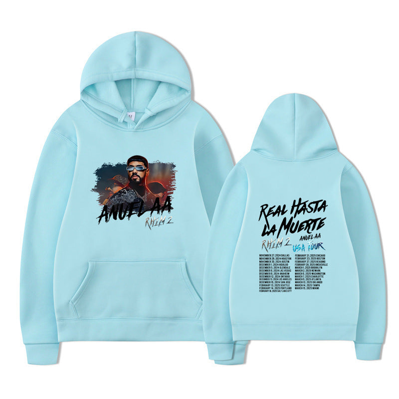 Rapper Anuel AA Real Hasta La Muerte Hoodies Mens Clothing H
