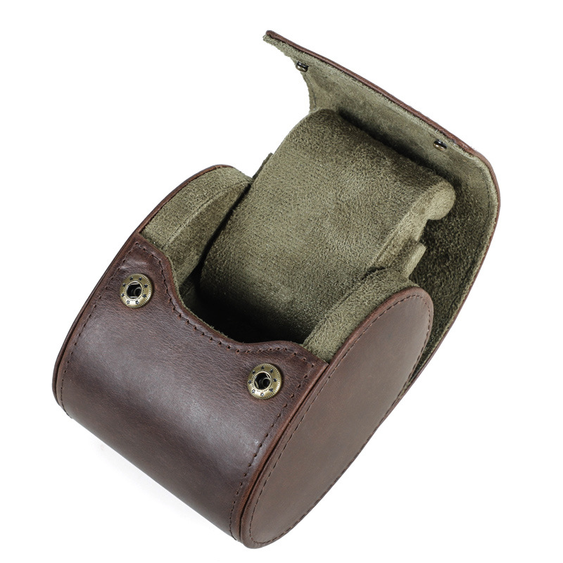 Vintage Crazy Horse Leather Watch Box, Single Compartment Genuine Leather Watch Case, Portable Watch Gift Box