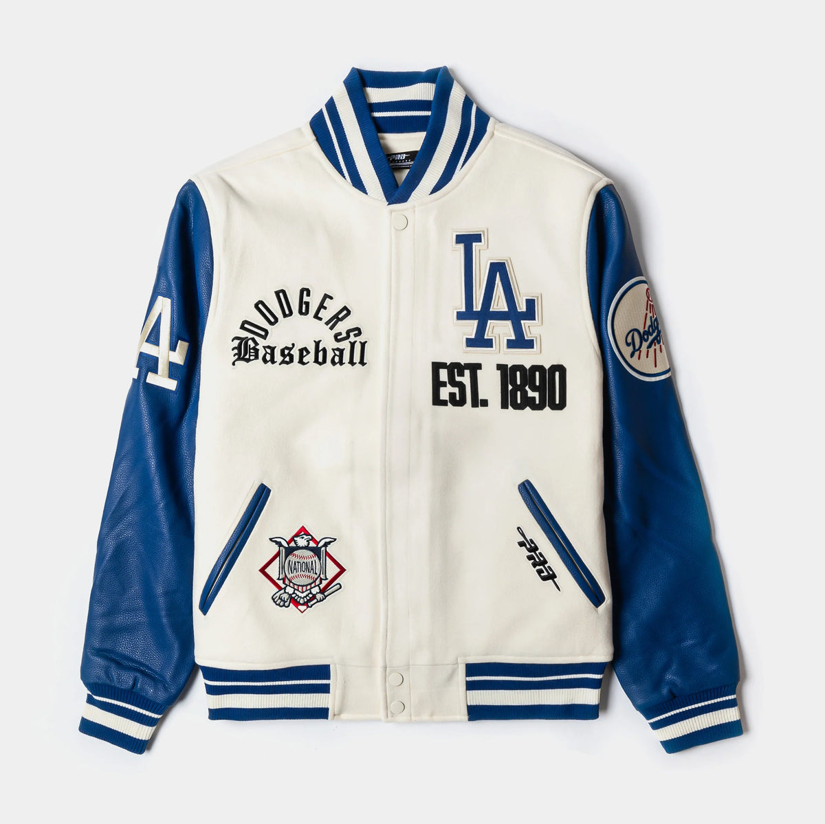 Shoe Palace Exclusive Los Angeles Dodgers Originals Wool Varsity Mens Jacket (Beige/Blue)