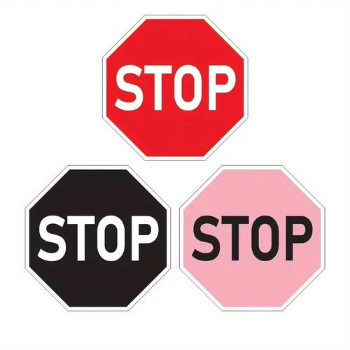 1Pc,Stop Pink Sign Bedroom Decor, Red Street Traffic Metal Sign,Fun Magical Room Decor, UV and Waterproof Outdoor Black Tin Sign