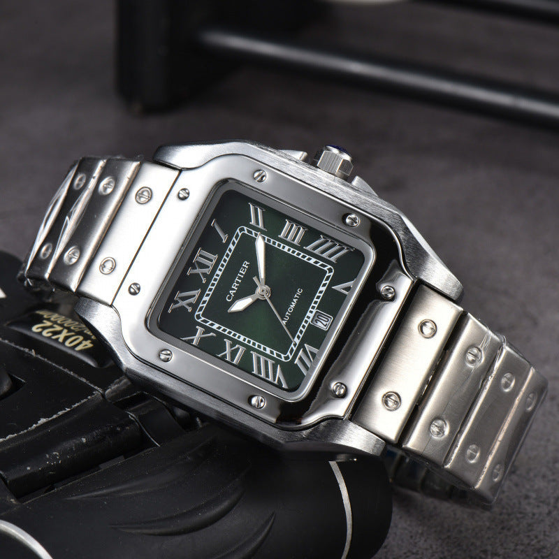 Stainless steel 3-pin square watch