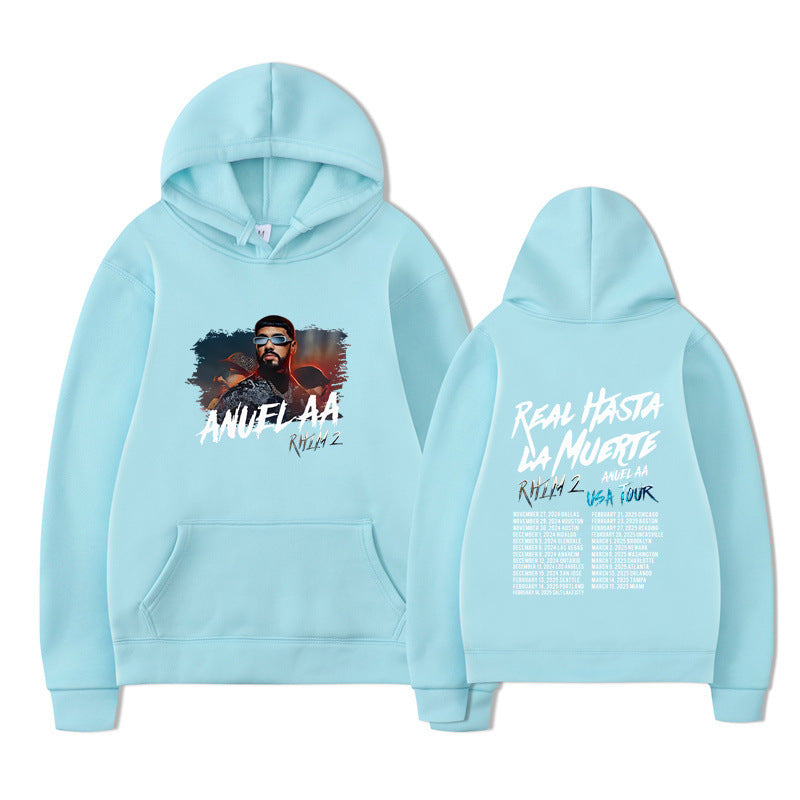 Rapper Anuel AA Real Hasta La Muerte Hoodies Mens Clothing H