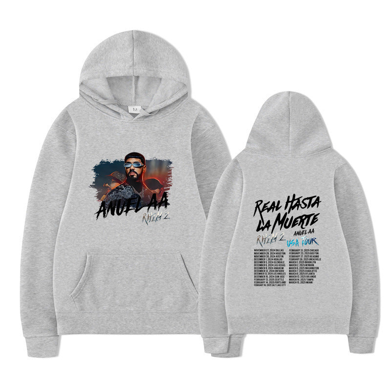 Rapper Anuel AA Real Hasta La Muerte Hoodies Mens Clothing H
