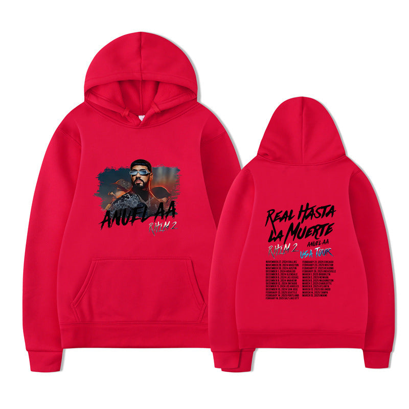 Rapper Anuel AA Real Hasta La Muerte Hoodies Mens Clothing H