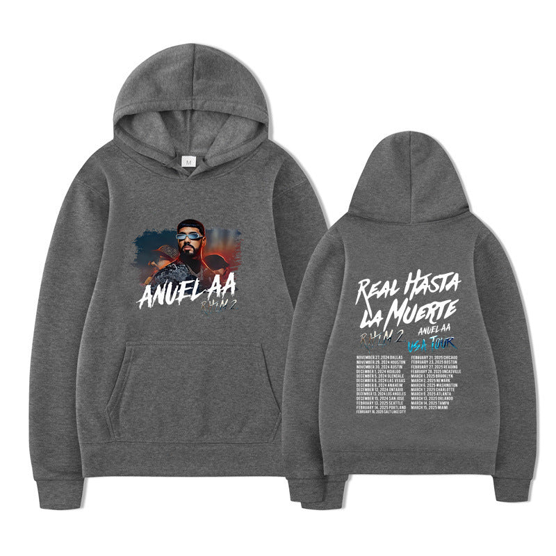 Rapper Anuel AA Real Hasta La Muerte Hoodies Mens Clothing H