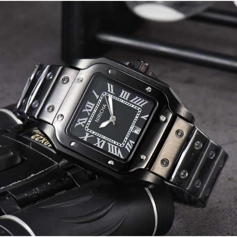 Stainless steel 3-pin square watch
