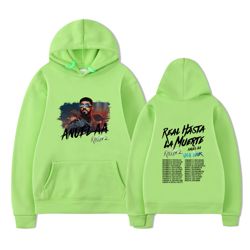 Rapper Anuel AA Real Hasta La Muerte Hoodies Mens Clothing H