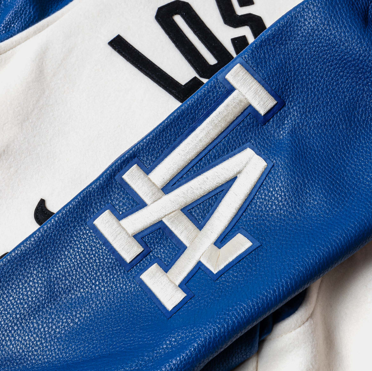 Shoe Palace Exclusive Los Angeles Dodgers Originals Wool Varsity Mens Jacket (Beige/Blue)