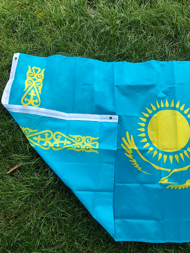 (SKY Flag)90X150Cm Kazakhstan Flag Parade Festival Banner Flag Office Activities Home Decoration