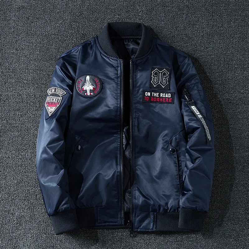 Coat Men'S Air Force Pilot Jacket MA1 Autumn/Winter Baseball Suit Trendy Brand Double Sided Thickened Large