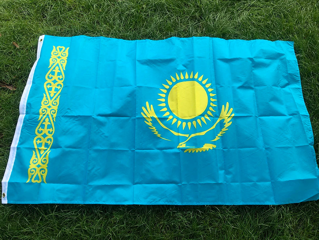 (SKY Flag)90X150Cm Kazakhstan Flag Parade Festival Banner Flag Office Activities Home Decoration