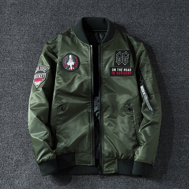 Coat Men'S Air Force Pilot Jacket MA1 Autumn/Winter Baseball Suit Trendy Brand Double Sided Thickened Large